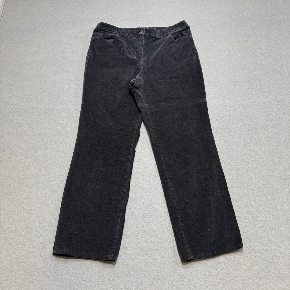 Style & Co Corduroy Pants Women's 16 Black Straight Leg Classic Retro Stretch